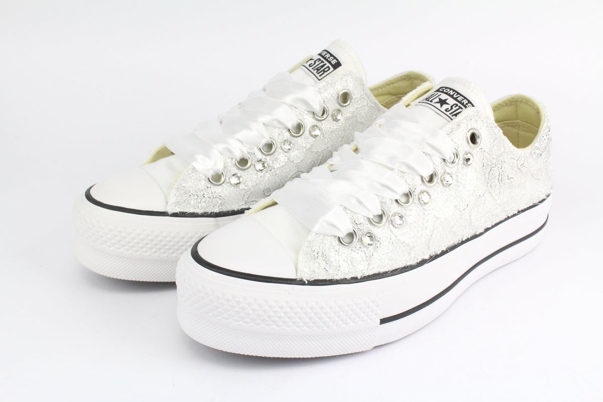 LA1970 Custom Sneakers – Platform Pizzo Argento & Strass – Originalansicht 4