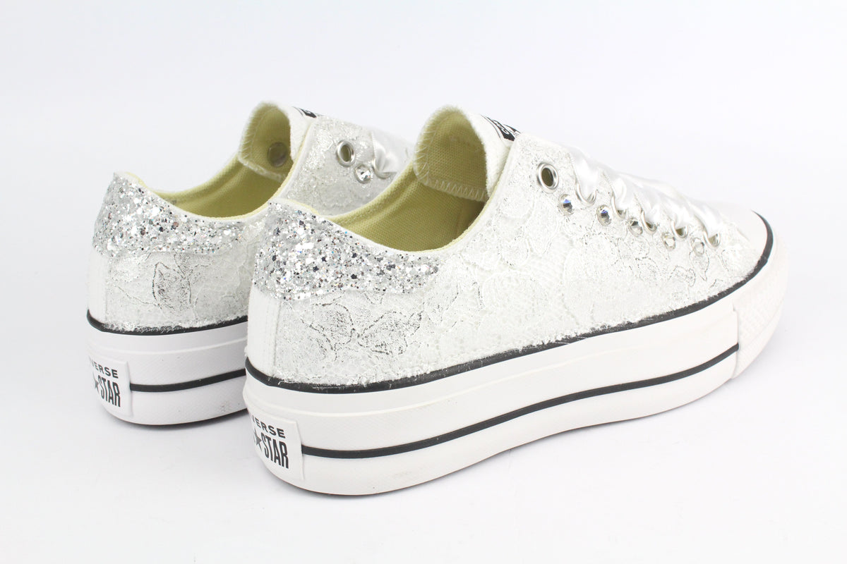 LA1970 Custom Sneakers – Platform Pizzo Argento & Strass – Originalansicht 5