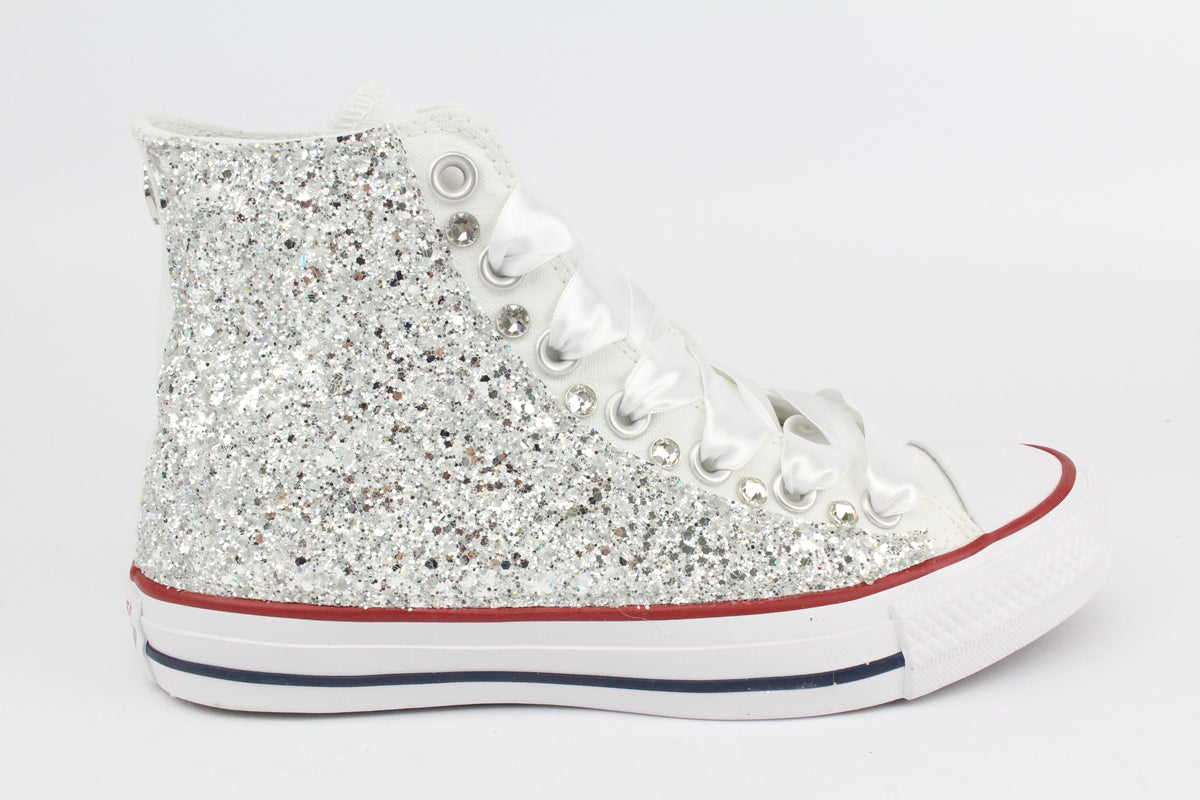 LA1970 Custom Sneakers – Total Glitter Silver White & Strass – Originalansicht 2
