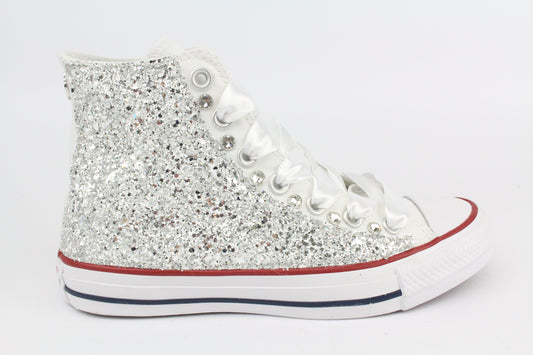 LA1970 Custom Sneakers – Total Glitter Silver White & Strass – Originalansicht 2