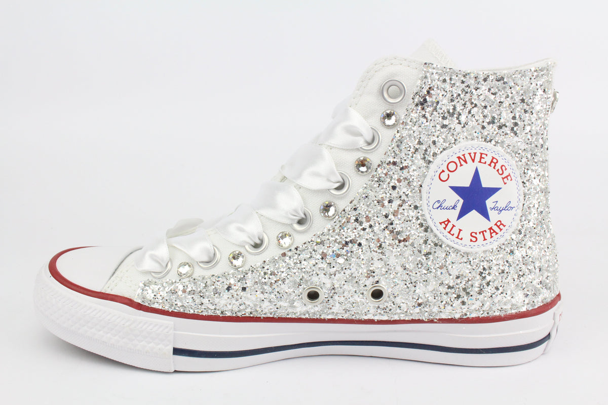 LA1970 Custom Sneakers – Total Glitter Silver White & Strass – Originalansicht 3
