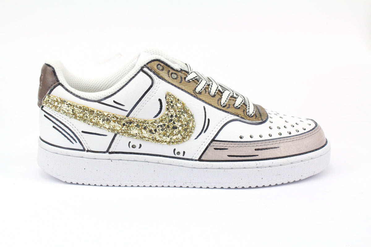 LA1970 Custom Sneakers – Court Vision Cartoons Brown & Glitter