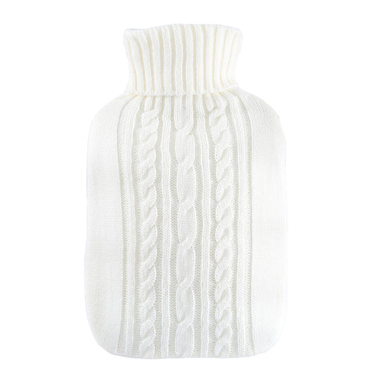 Wärmflasche Klassik 1,8 l mit Strickbezug weiß – Ansicht 1