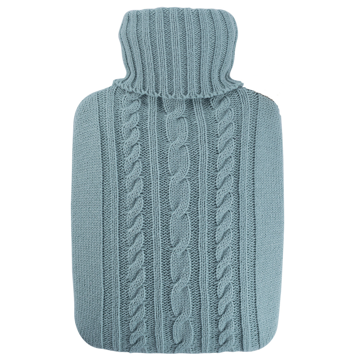 Wärmflasche Klassik 1,8 l mit Strickbezug pastell-blau – Ansicht 1