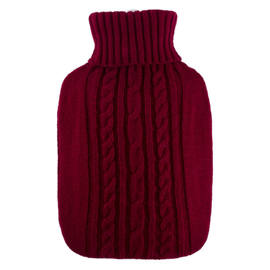 Wärmflasche Klassik 1,8 l mit Strickbezug rot – Ansicht 1
