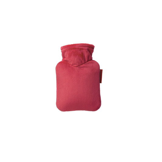 Mini-Wärmflasche 0,2 l mit Veloursbezug tomatenrot – Ansicht 1