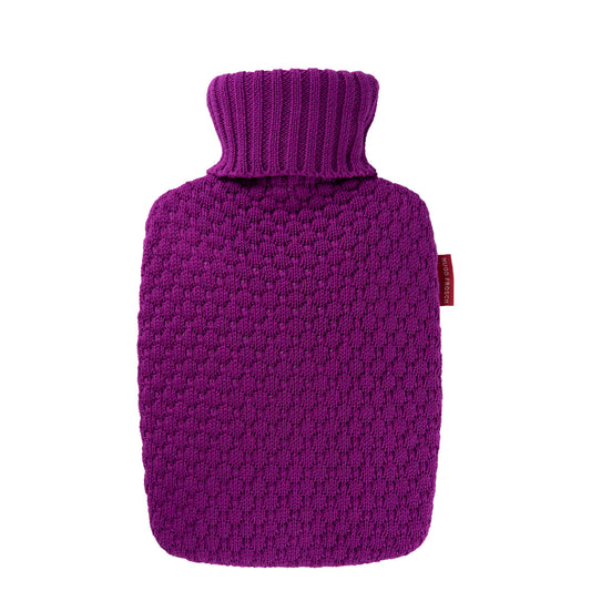 Wärmflasche Klassik Plant 1,8 l mit Bio-Strickbezug Himbeere – Ansicht 1